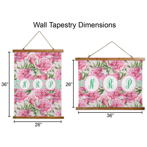 Watercolor Peonies Wall Hanging Tapestries - Parent/Sizing