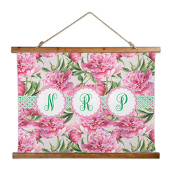 Watercolor Peonies Wall Hanging Tapestry - Wide (Personalized)
