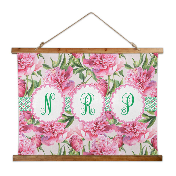 Custom Watercolor Peonies Wall Hanging Tapestry - Wide (Personalized)