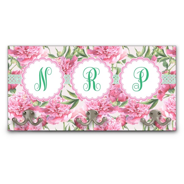 Custom Watercolor Peonies Wall Mounted Coat Rack (Personalized)