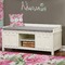 Watercolor Peonies Wall Name Decal Above Storage bench