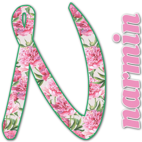 Custom Watercolor Peonies Name & Initial Decal - Custom Sized (Personalized)