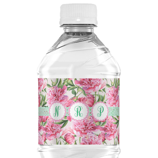 Custom Watercolor Peonies Water Bottle Labels - Custom Sized (Personalized)