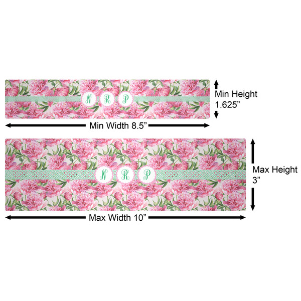 Watercolor Peonies Water Bottle Labels w/ Dimensions