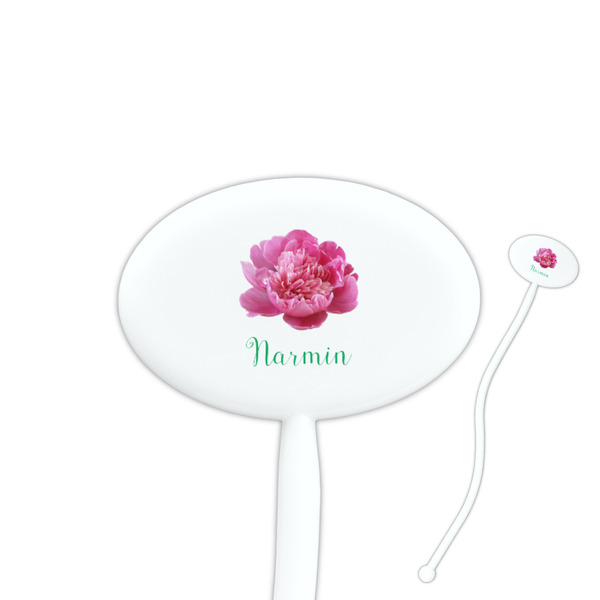 Custom Watercolor Peonies Oval Plastic Stir Sticks