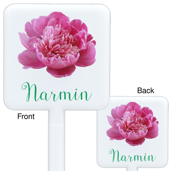 Watercolor Peonies White Plastic Stir Stick - Double Sided - Approval