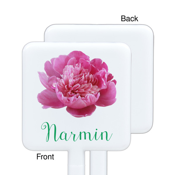 Watercolor Peonies White Plastic Stir Stick - Single Sided - Square - Approval