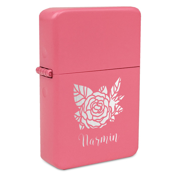 Custom Watercolor Peonies Windproof Lighter - Pink - Single Sided (Personalized)