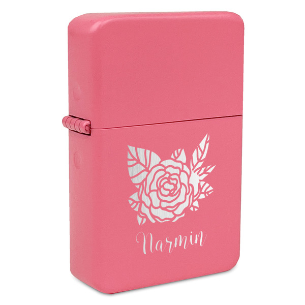 Watercolor Peonies Windproof Lighters - Pink - Front/Main