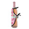 Watercolor Peonies Wine Bottle Apron - DETAIL WITH CLIP ON NECK