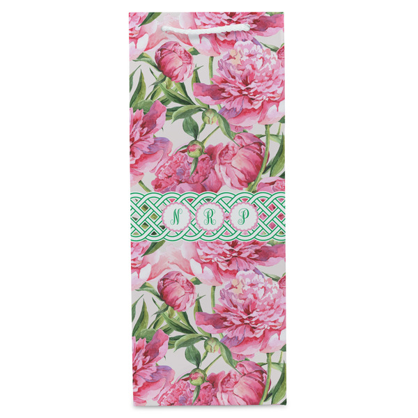 Watercolor Peonies Wine Gift Bag - Matte - Front
