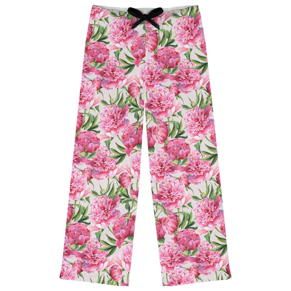 Custom Watercolor Peonies Womens Pajama Pants - S