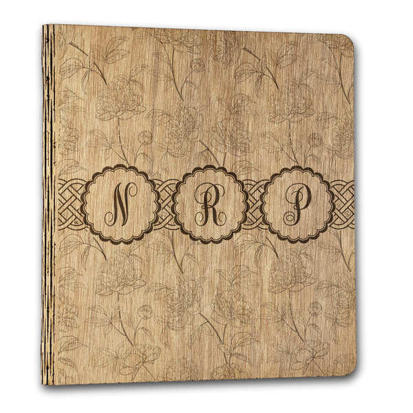 Watercolor Peonies Wood 3-Ring Binders - 1" Letter - Front