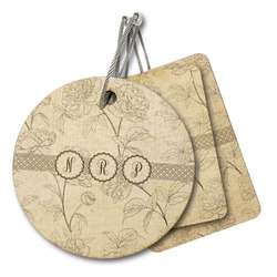 Watercolor Peonies Wood Luggage Tag (Personalized)