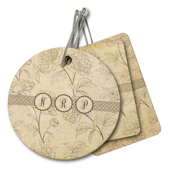 Custom Watercolor Peonies Wood Luggage Tag (Personalized)