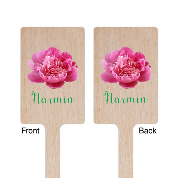 Watercolor Peonies Wooden 6.25" Stir Stick - Rectangular - Double Sided - Front & Back