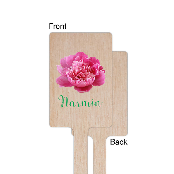 Watercolor Peonies Wooden 6.25" Stir Stick - Rectangular - Single - Front & Back
