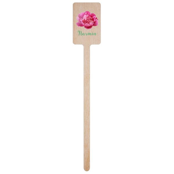 Watercolor Peonies Wooden 6.25" Stir Stick - Rectangular - Single Stick