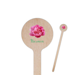 Watercolor Peonies 6" Round Wooden Stir Sticks - Single Sided (Personalized)
