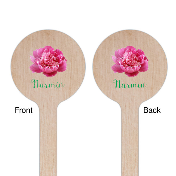 Watercolor Peonies Wooden 6" Stir Stick - Round - Double Sided - Front & Back