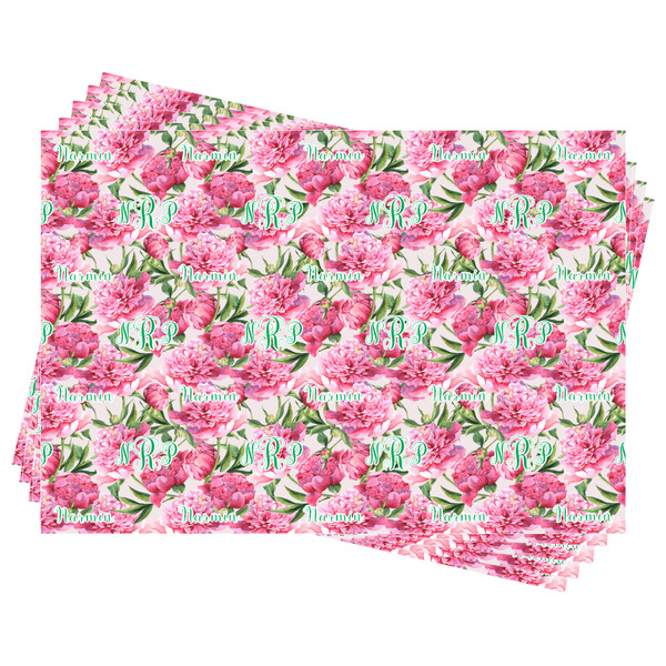 Watercolor Peonies Wrapping Paper - Front & Back - Sheets Approval