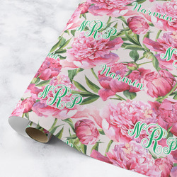 Watercolor Peonies Wrapping Paper Roll - Medium - Matte (Personalized)