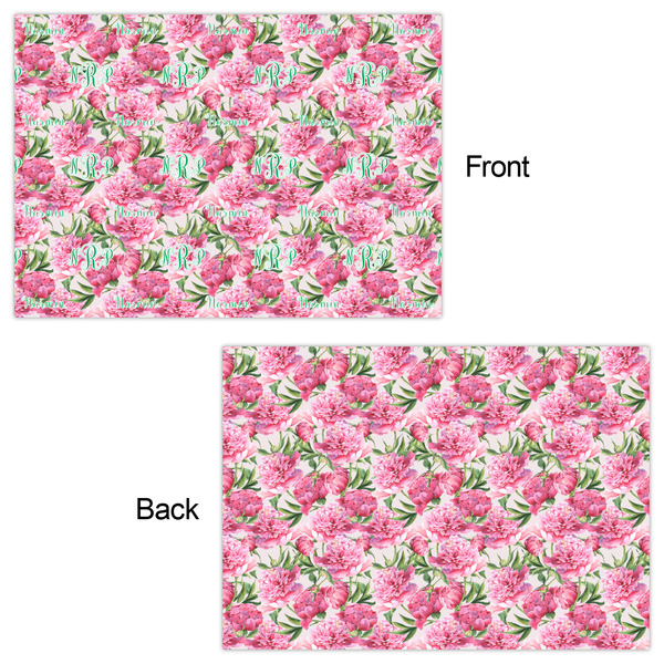 Watercolor Peonies Wrapping Paper Sheet - Double Sided - Front & Back