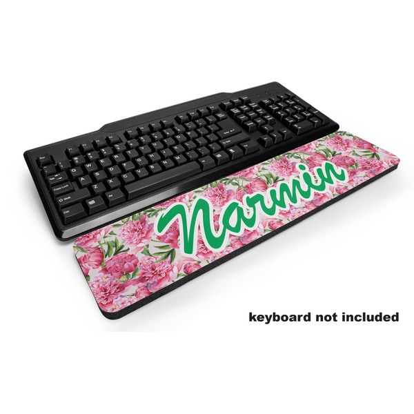Custom Watercolor Peonies Keyboard Wrist Rest (Personalized)