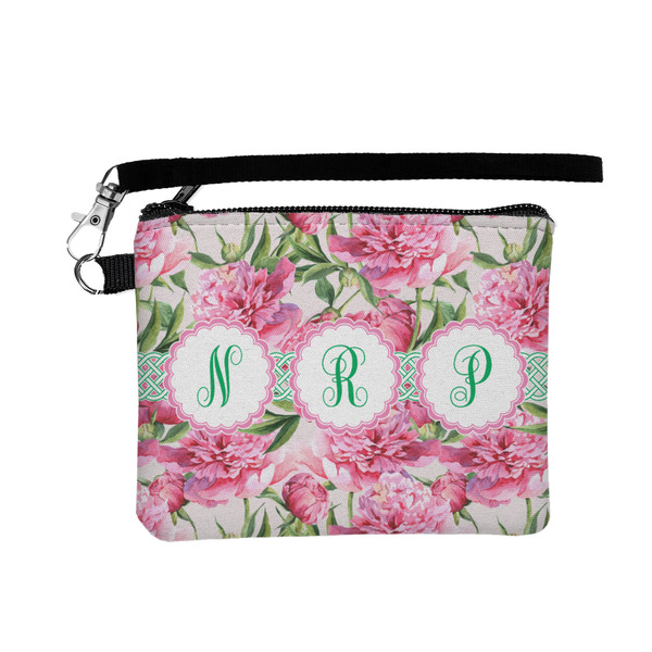 Custom Watercolor Peonies Wristlet ID Case w/ Multiple Names