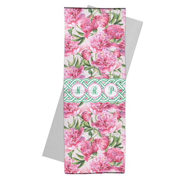 Custom Watercolor Peonies Yoga Mat Towel (Personalized)