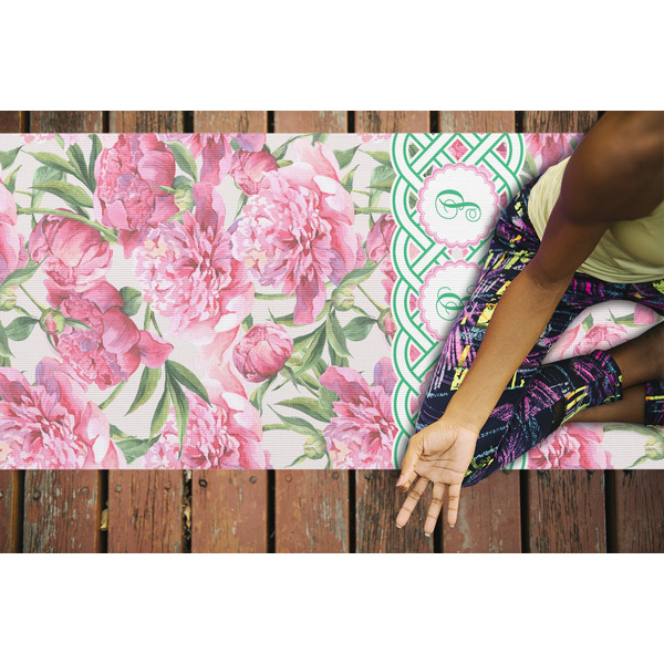 Watercolor Peonies Yoga Mats - LIFESTYLE
