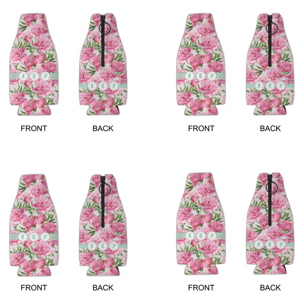 Watercolor Peonies Zipper Bottle Cooler - Set of 4 - APPROVAL
