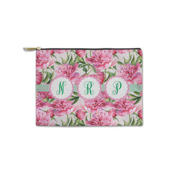 Custom Watercolor Peonies Zipper Pouch - Small - 8.5"x6" (Personalized)