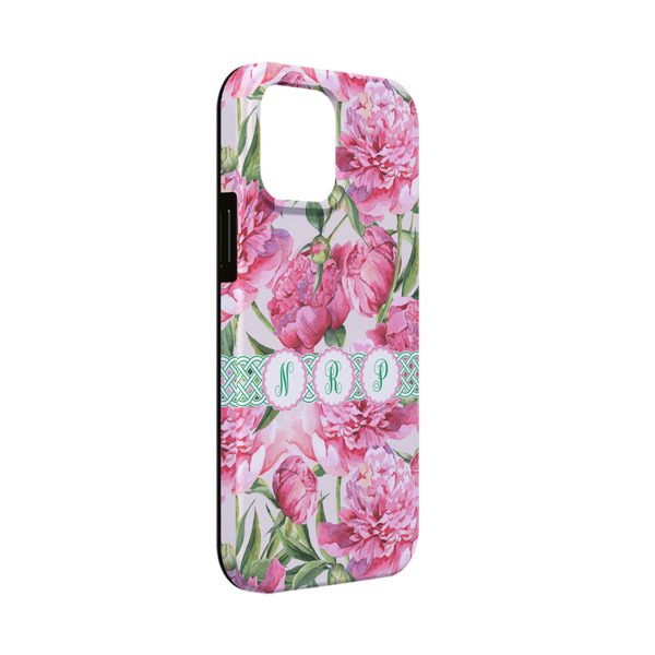 Custom Watercolor Peonies iPhone Case - Rubber Lined - iPhone 13 Mini (Personalized)