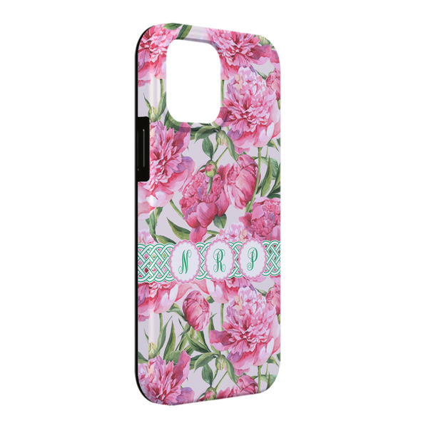 Custom Watercolor Peonies iPhone Case - Rubber Lined - iPhone 13 Pro Max (Personalized)