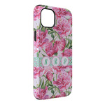 Watercolor Peonies iPhone Case - Rubber Lined - iPhone 14 Plus (Personalized)