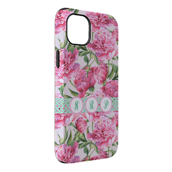 Custom Watercolor Peonies iPhone Case - Rubber Lined - iPhone 14 Pro Max (Personalized)