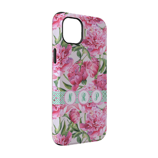 Custom Watercolor Peonies iPhone Case - Rubber Lined - iPhone 14 Pro (Personalized)