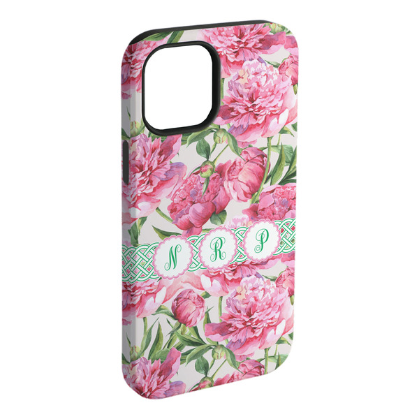Custom Watercolor Peonies iPhone Case - Rubber Lined - iPhone 15 Plus (Personalized)