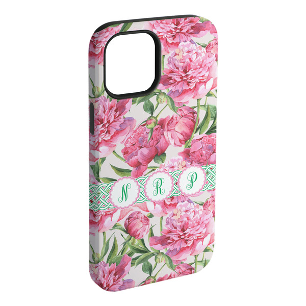 Custom Watercolor Peonies iPhone Case - Rubber Lined (Personalized)