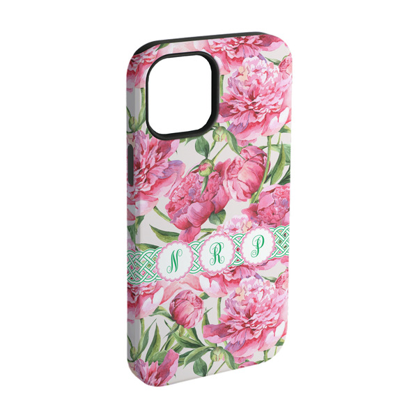 Custom Watercolor Peonies iPhone Case - Rubber Lined - iPhone 15 Pro (Personalized)