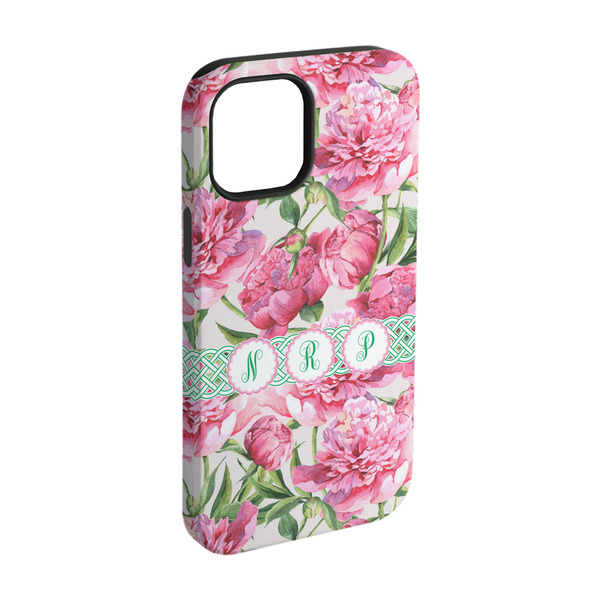 Custom Watercolor Peonies iPhone Case - Rubber Lined - iPhone 15 (Personalized)