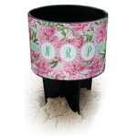 Watercolor Peonies Black Beach Spiker Drink Holder (Personalized)