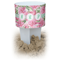 Watercolor Peonies White Beach Spiker Drink Holder (Personalized)