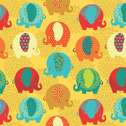 Cute Elephants Fabric by the Yard