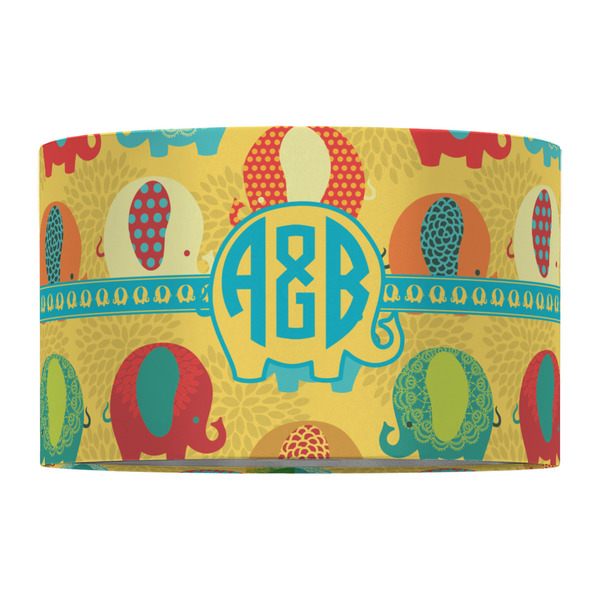 Cute Elephants 12" Drum Lampshade - FRONT (Fabric)