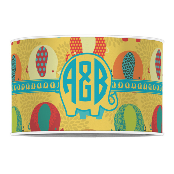 Cute Elephants 12" Drum Lampshade - FRONT (Poly Film)