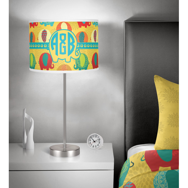 Cute Elephants 13 inch drum lamp shade - in room
