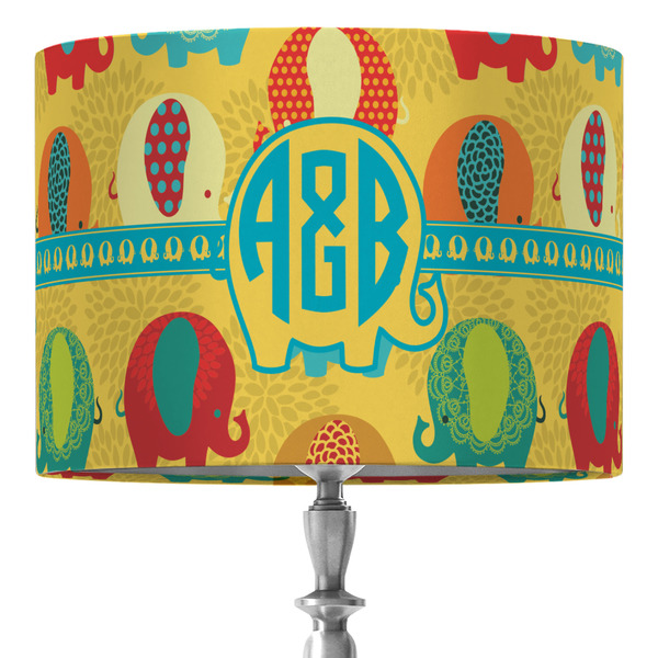 Custom Cute Elephants 16" Drum Lamp Shade - Fabric (Personalized)