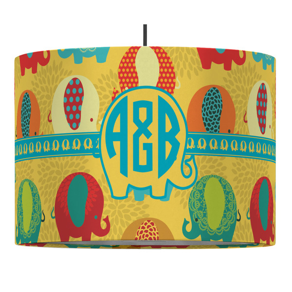 Cute Elephants 16" Drum Lampshade - PENDANT (Fabric)